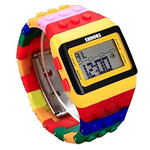 COOKI Sports Watch Unisex Rianbow Plastic Band Digital Wrist Watches for Women Men Kids Teens, Women Mens Kids Watches on Sale Clearance (I)