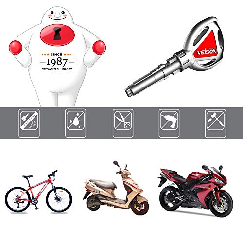 Acekit Disc Lock For Motorcycle and Bicycle With 6mm Lock Pin And Remind Cable Heavy Duty Body No Key To Lock-Orange - Thumbnail 6