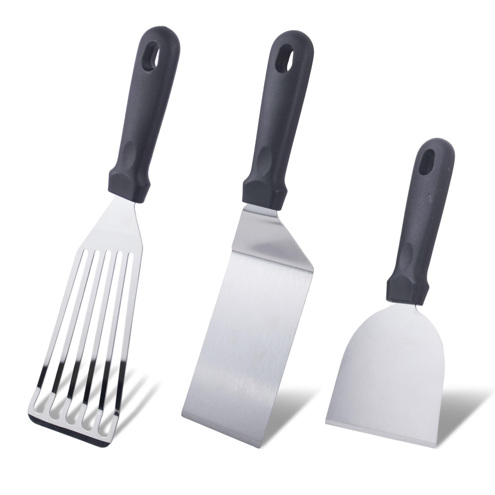 Photo 1 of 3pcs Stainless Steel Spatula Set Metal Fish Spatulas for Cast Iron Skillet Cooking Cooking BBQ Pancake, Fish, Smash Burger and Egg Kitchen Spatulas ?with Handle