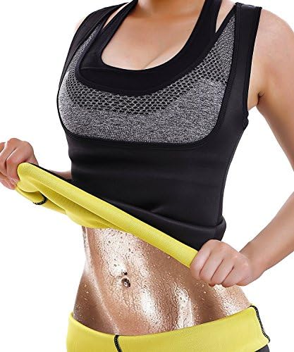Mlxgoie Womens Body Shaper Hot Sweat Slimming Sauna Vest Neoprene Shapewear Fat Burner Weight Loss Black (Black, M)