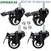 DICASAL 4 Pack 1.5 Inch Swivel Stem Casters, Non-Marking Polyurethane Wheels 330 Lbs with Diameter 3/8"- 16 x 1" Stem Thread and Nuts for Carts Trolley Furniture