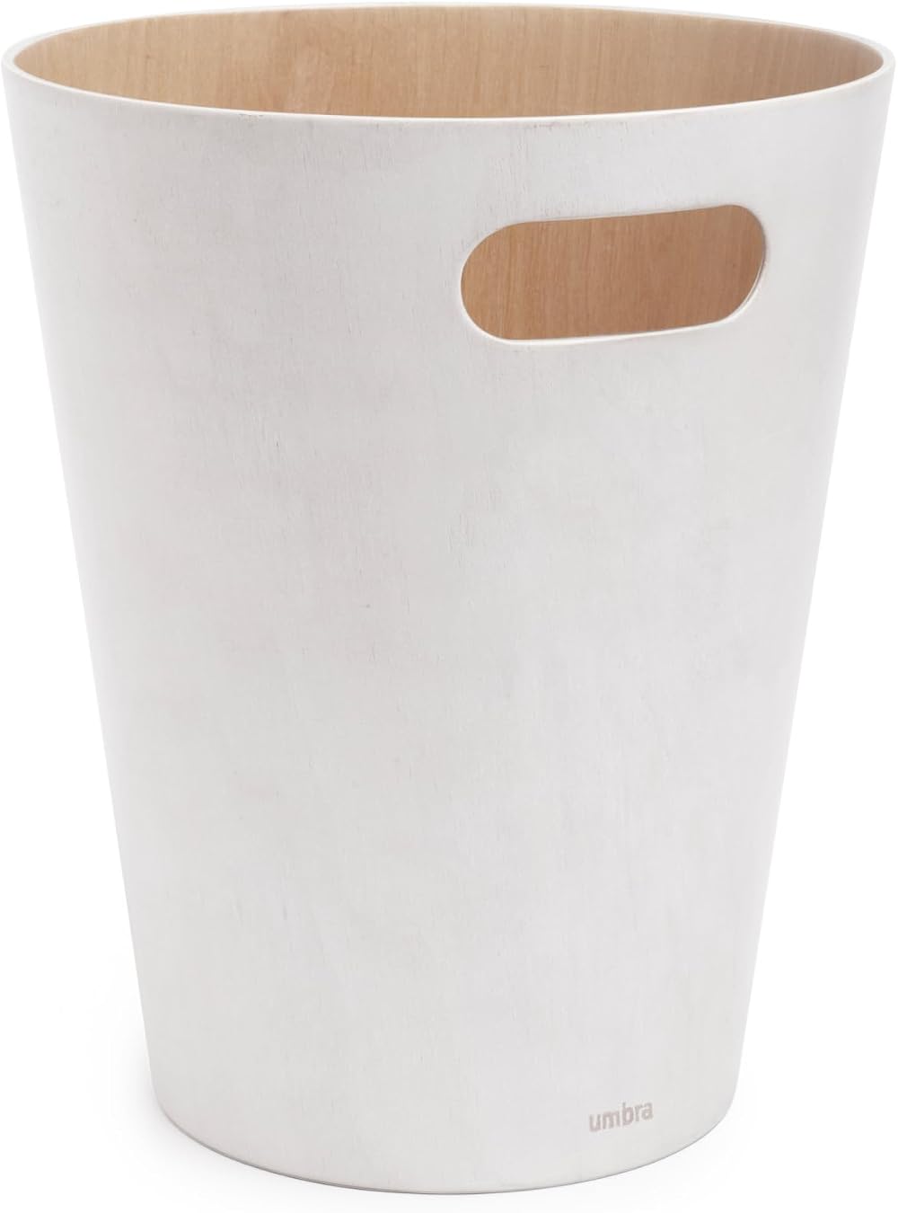 Umbra Woodrow 2-Gallon Modern Wooden Trash Can White Natural