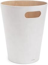 Umbra Woodrow 2-Gallon Modern Wooden Trash Can White Natural