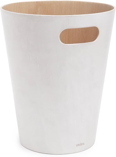 Umbra Woodrow 2-Gallon Modern Wooden Trash Can White Natural