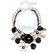 Zhenhui Women Bib Statement Chunky Necklace Gold Chain Crystal Flower Statement Necklace Charm Pendant Necklace,Big Chunky Choker Jewelry for Clothing(Black)