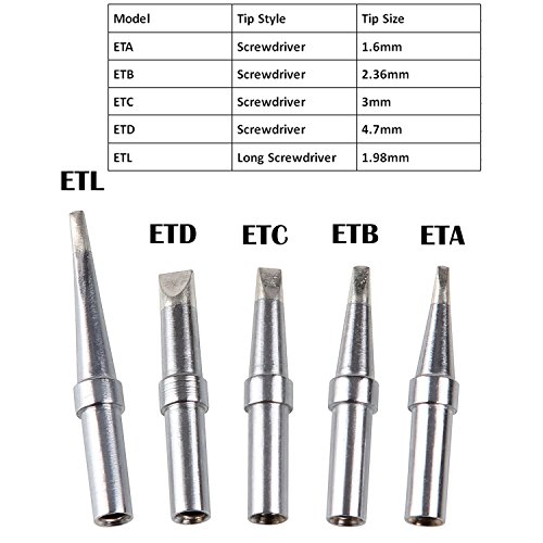 10 PCS Weller ET Soldering Iron Replacement Tips for WES51/50,WESD51,PES51 / 50,LR21 Solder Tip