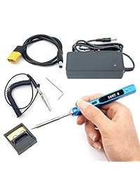 NovelLife Mini TS100 - Kit de soldadura eléctrica (65 W, temperatura ajustable, chip STM32, pantalla digital OLED, calentamiento interno rápido con punta de soldadura TS B2, fuente de alimentación, cable de alimentación XT60)