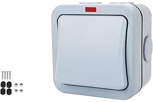 Outdoor Light Switches Flame Retardant ABS Weatherproof Single Poles with Indicates for Garden & Balcony Single Poles Double 