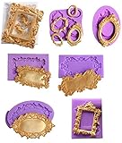 （ 7 in Set）Baroque Style Curlicues Scroll Lace Photo frame Fondant Silicone Mold for Sugarcraft, Cake Border Decoration, Cupcake Topper, Jewelry, Polymer Clay, Crafting Projects