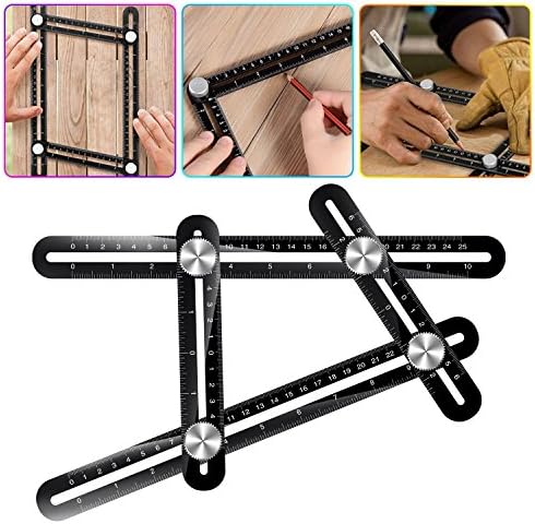 Multi Angle Measuring Ruler Angleizer Template Tool RIYO Upgraded Aluminum Alloy Universal Ruler Angle Tool For Handymen, Builders, Craftsmen, Carpenters, Roofers, Tilers, DIY Use Sent Storage Bag