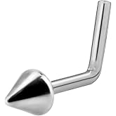 Forbidden Body Jewelry 18g-20g Titanium Ball, Spike &amp; Dome Top L-Shape Nose Studs