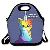 JH SPEED Lunch Tote Bag Color Unicorn Cat Picnic Lunchbox Lunch Tote Insulated Reusable Container Organizer For, Adults, Kids