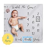Minimy Premium Baby Milestone Blanket - Watch Me Grow Blanket For Boy & Girl, Photography Background Prop Growing Infants & Toddlers | Soft Fleece Material, Large Size 47x47 | Perfect Baby Shower Gift