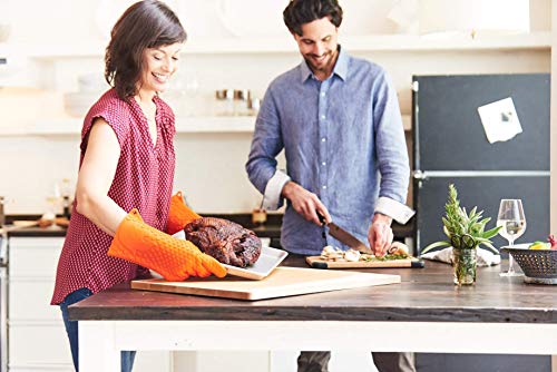 Jolly Green Products Ekogrips Premium BBQ Oven Gloves | Best Versatile Heat Resistant Grill Gloves | Insulated Silicone Oven Mitts for Grilling | Waterproof | Forearm Protection | Orange, XXL
