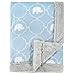 Hudson Baby Plush Blanket with Furry Binding & Back, Elephant primary