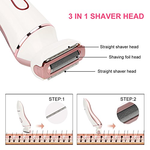 Sminiker Professional Womens Electric Razor 4 in 1 Ladies Electric Shaver Cordless Rechargeable Wet/ Dry Electric Razor for Women Waterproof Body Hair Bikini Trimmer + Manicure Set (White)