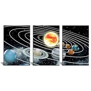 Canvas Wall Art Deep Space Universe Painting Artwork for Home Prints Framed - 16"x24" x 3 Panels