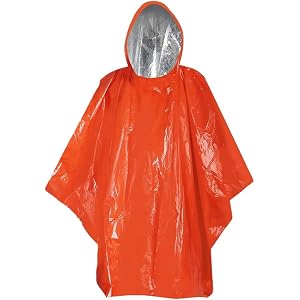 Thickened Emergency Rain Poncho Thermal Survival Blanket Reusable Camping Hiking Orange