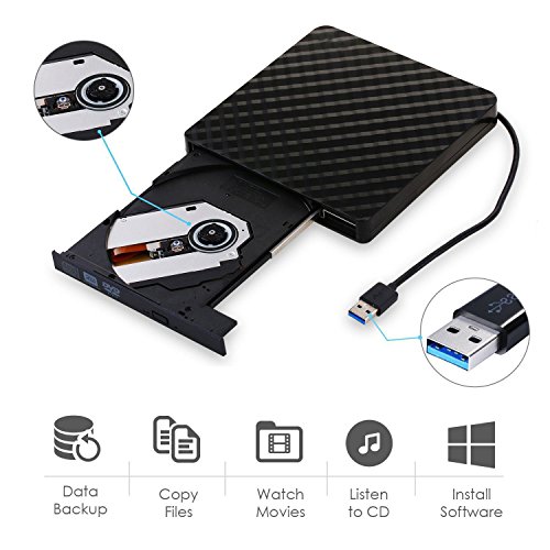 External DVD Drive, VikTck USB 3.0 CD/DVD-RW Drives, Slim High Speed DVD Player Burner for Macbook Air Pro /Air/ iMac and Laptop Desktops Support Windows/ Vista/7/8.1/10, Mac OSX