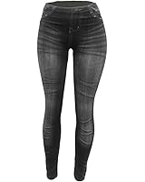 CLOYA Women's Denim Print Fake Jeans Seamless Full Length Summer/Spring Leggings