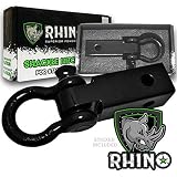 RHINO USA Shackle Hitch Receiver, Best Towing Accessories for Trucks & Jeeps, Connect Your Rhino Tow Strap for Vehicle Recovery to This 31,418 lbs Capacity Reciever, Mounts to 2" Receivers!