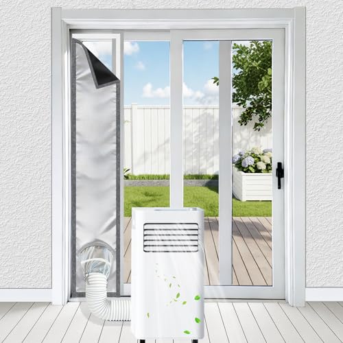 Aozzy 250CM Window Door Seal for Mobile Air Conditioner Silver Oxford, 100% Blackout, Anti-UV Waterproof for Efficient Cooling, Adjustable Size for Sliding Glass Door/Window.