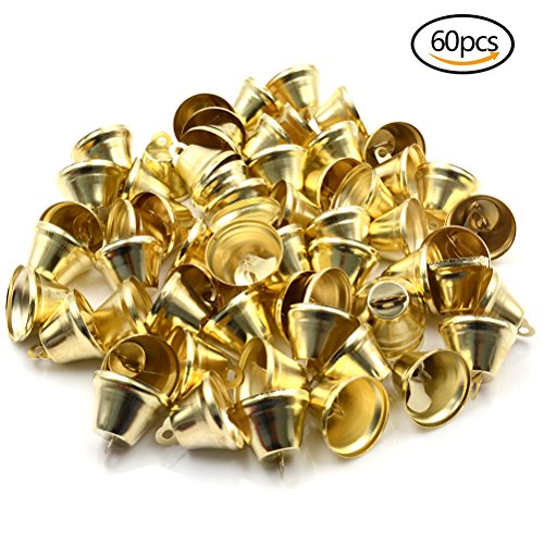 uhoMEy 60 PCS Metal Jingle Bells,1 Inch DIY Craft Bells Christmas Festival Decoration Bells