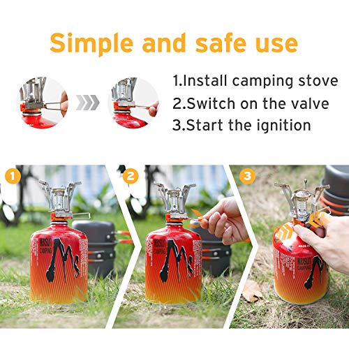 Etekcity Ultralight Portable Outdoor Backpacking Camping Stove with Piezo Ignition (Orange, 1 Pack)
