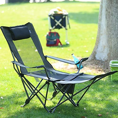OUTDOOR LIVING SUNTIME Camping Folding Portable Mesh Chair with Removabel Footrest