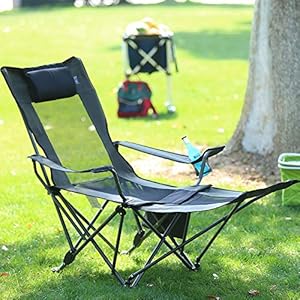 OUTDOOR LIVING SUNTIME Camping Folding Portable Mesh Chair with Removabel Footrest