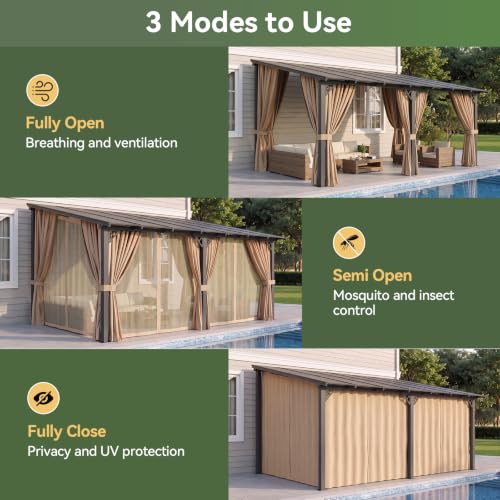 Aoxun 14x10FT Wall Mounted Pergola Review: Lean-To Gazebo with Curtains & Netting image 18