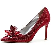 sexytag Women's Crystal Rhinestone Poined Toe Pumps Clear Stiletto High Heels