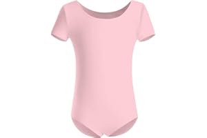 ACOCOPY Girls Short Sleeve Leotard Gymnastics Dance Unitard Classic Solid Ballet Bodysuit Outfits 2-9T