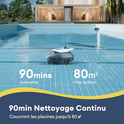 Ultenic Pooleco 10 Robot Swimming Pool, 90 Min, 80 m², Wireless Pool Robot, Self Parking, 3 Hours Quick Charge, Hookless Recovery Design, Suitable for a Wide Range of Pools