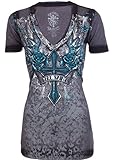Rebel Saints AFFLICTION Women T-Shirt WILD FAITH Cross Biker UFC Sinful
