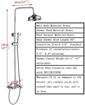 Votamuta Chrome Finish 8 Inch Rainfall Shower Faucet Set Wall