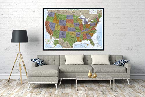 South America Map National Geographic South America Wall Map - 46.5x35.75 Inch Art Quality Print On Polypropylene Azimuthal Equidistant Projection Map
