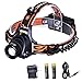CVLIFE Zoomable Headlamp 3 Modes Headflashlight with Rechargeable Batteries AC Charger and USB Cable