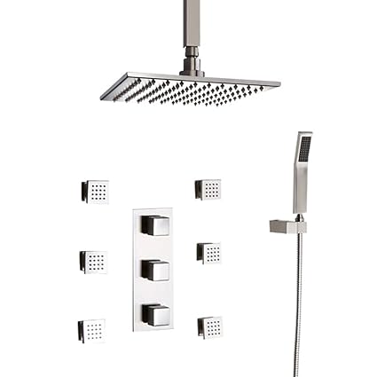 Jiayoujia 16 Inches Thermostatic Valve Square Ceiling Mount Rain
