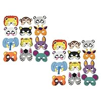 HoneyToys 24 Assorted Foam Animal Masks for Birthday Party Favors Dress-Up Costume