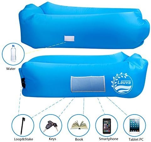 Lauva Air Sofa, Nylon Inflatable Lounger Sleeping Mattress Pad Bag Bed for Beach Camping,Picnic,Travel,Outing Park Pool,Gets Inflated and Holds Air 40% Better Than Analogues
