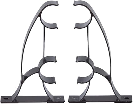 2pcs Metal Double Curtain Rods Curtain Poles Brackets 25mm Dark