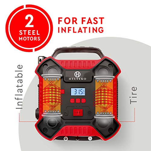 Helteko Air Compressor Tire Inflator DC 12V Tire Pump for Car Tires