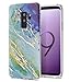 Galaxy S9+ Plus Case,Spevert Marble Pattern Hard Back Soft TPU Raised Edge Ultra-Thin Shock Absorption Hybrid Protective Case Slim Cover Compatible Samsung Galaxy S9+ Plus(2018 Released) - Blue Green