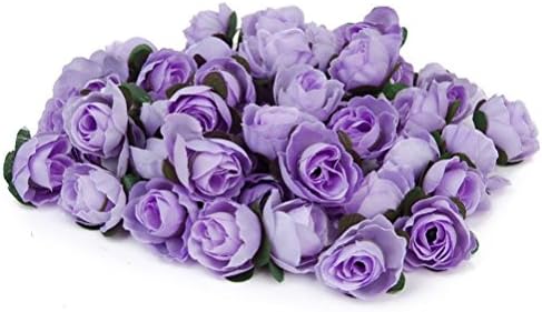 Tinksky 50Pcs 3Cm Artificial Roses Flower Heads Wedding Decoration (Light Purple)
