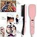 2-in-1 Ionic Hair Straightener Brush PTC Heating Hair Straightening Irons 5 Heat Settings for Different Hair Types 360 Rotatable Power Cord with Heat Resistant Glove
