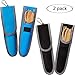 Norme 2 Sets Bamboo Travel Utensils Bamboo Cutlery Flatware Set Include Reusable Bamboo Fork, Knife, Spoon, Chopsticks, Straw, Cleaning Brush (Black, Blue)