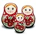 UNAMOI Matryoshka ceramic Measuring Cups, Daisy, Set of 6, Small, Red Floral