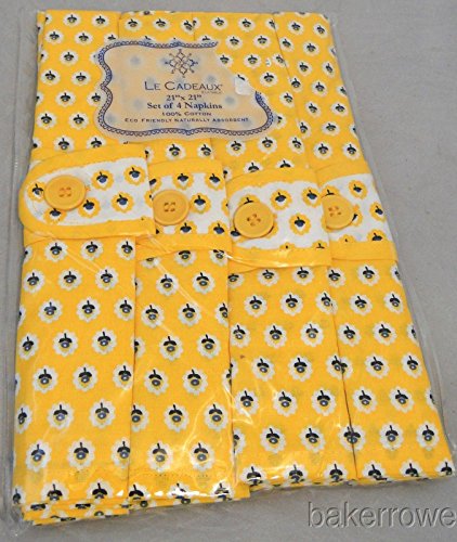 Le Cadeaux Provence Cloth Yellow Napkins and Rings (4)