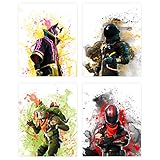 Insire Popular Battle Royale Survivor Video Game | Set of Four (8 inches x 10 inches) Posters and Prints | Wall Art Gifts Fort | Set 1